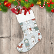 Cute Polar Bears With Scarf On Blue Snowflake Background Christmas Stocking