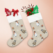 Merry Christmas Penguins In Hat And Sweater On Beige Christmas Stocking