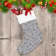 Simple Illustrated Hand Drawn Gray Mittens And Snowflakes Christmas Stocking