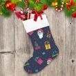 Santa Head With Colorful Christmas Gifts And Dots Pattern Christmas Stocking