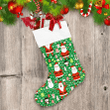 Lovely Santa And Christmas Ornament On Green Background Christmas Stocking