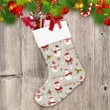 Xmas Santa Holly And Snowman In Scarf Christmas Stocking