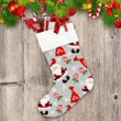 Cute Santa With Christmas Gift Bag And Candy Cane Christmas Stocking