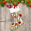 Drawn Mistletoe Branches Berries Bells Bows And Balls Christmas Stocking