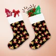 Beautiful Golden Bells With Red Bow On Black Background Christmas Stocking