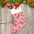 Christmas Cute Deers Birds And Flowers Folk Red Christmas Stocking