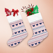 Xmas Ornamental Pattern With Black Cat Faces And Snowflakes Christmas Stocking