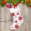 Christmas With Red Poinsettia And Silver Leave Christmas Stocking