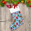 Striped Socks With Christmas Trees Snowflakes Bells Holly Christmas Stocking