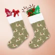 Running White Horses And Snowflakes On Brown Christmas Stocking
