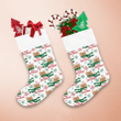 Happy Christmas With Bear In Gree Scarf Christmas Stocking