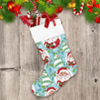 Drawing Santa Claus Snowman And Holly On Blue Design Christmas Stocking