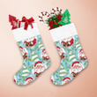 Drawing Santa Claus Snowman And Holly On Blue Design Christmas Stocking