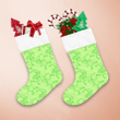 Cartoon Doodle Green Elf Running Pattern Christmas Stocking