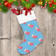 Snowflakes With Christmas Pink Socks On Blue Background Christmas Stocking