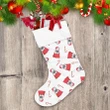 Cute Bulldog In Red Santa's Gift Bag On Green Stripe (2) Christmas Stocking