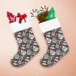 Rustic Bright Balls Cones Bows Holly Leaves And Red Berries Pattern Christmas Stocking