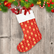 Dotted Line Scale With Gingerbread Ringing Bells On Red Background Christmas Stocking