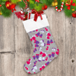 Tricolor Warm Mittens In Cartoon Style On Gray Background Christmas Stocking