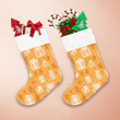 Trendy Hand Drawn Gift Boxes On Orange Background Christmas Stocking