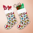 Colorful Doodle Traditional Ornatement On Trees Candles Stars And Mittens Christmas Stocking