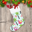 Christmas Tropical Tree Santa Claus And Flamingo Christmas Stocking
