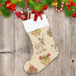 Creative Sketch Style With Deer Bells Burning Candle And Berries Christmas Stocking