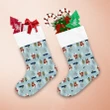 Funny Santa Claus Laugh Pattern With Trees And Blue Cars Christmas Stocking