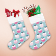 Pudding In Dot Pink Color With Icing Cream Holly Berries Christmas Stocking