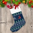 Knitted Santa With Reindeer In Dark Night Christmas Themed Christmas Stocking