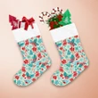 Red And Blue Winter Xmas Elements With Berries Socks And Birds Christmas Stocking