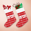 Winter Knitted Pattern With Squirrels And Snowflake Christmas Stocking