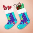 Memphis Style Of 80s Snowflakes And Fir Trees Christmas Stocking