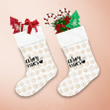 Warm Wishes Lettering On Gold Snowflakes Background Christmas Stocking