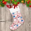 Snowman In Hat Wiith Christmas Tree And Snowflak Christmas Stocking