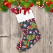 Christmas Candy Holly And White Snowflake Christmas Stocking