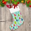 Colorful Christmas Trees On Mint Color Background Christmas Stocking