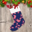 Christmas Socks With Sowflakes And Speck On Blue Christmas Stocking