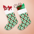 Sant Claus Face Merry Christmas Green Background Christmas Stocking
