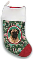 Glorious Bull Mastiff Christmas Stocking Red And Green Pine Tree Candy Christmas Gift