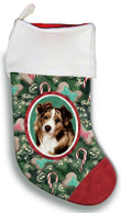 Ideal Australian Shepherd Red Merle Christmas Stocking Christmas Gift Red And Green Tree Candy Cane
