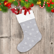 Simple Flowers And Snowflakes Polka Dot On Gray Background Christmas Stocking