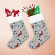 Christmas Pattern With Ice Skates Pine Branches And Scarfs Pattern Christmas Stocking
