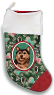 Norwich Terrier Christmas Stocking Red And Green Pine Tree Candy Christmas Gift
