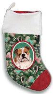 Enticing Bulldog Christmas Stocking Christmas Gift Green And Red Candy Cane Bone