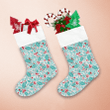 Happy Holiday Illustrated Green Leaves And Red Berries Christmas Stocking