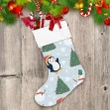 Theme Christmas Happiness Baby Penguins With Falling Snow Christmas Stocking