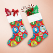 Drawing Colorful Dot With Santa Snowman Reindeer And Gift Boxes Christmas Stocking