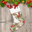 Christmas Wreath Of Spruce Pine And Poinsettia Flower Christmas Stocking