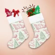 Retro Style Snowy Christmas Trees And Cars Red And Green Outline Pattern Christmas Stocking